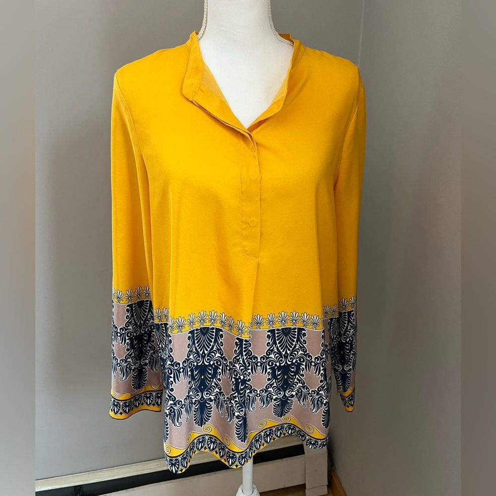 J. Crew Factory Scroll Print Popover Tunic Top Blouse